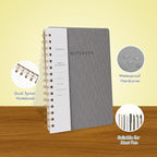 Spiral Notebook-5.75" x 8.125" College Ruled Journal with Inner Pockets and 160 Pages,PU Leather Cover Business Journal, Twin-Wire Binding Notebook Perfect for Office & Home School Supplies 3 pack Reefblue/Grey/Black