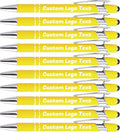 HEYZARDA Personalized Pens with Name Text Logo Custom Ballpoint Pen for Business Office Events with Stylus for Touchscreen 20 Pcs Yellow