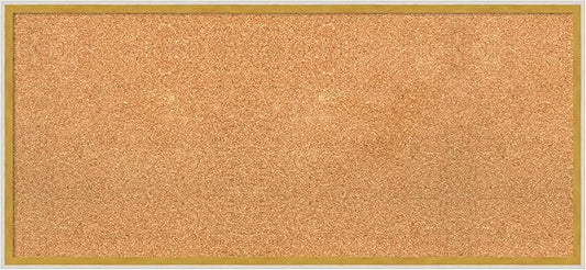 Amanti Art Natural Cork Board for Wall, 17x37 Vision Board with White Frame, Medium Corkboard Office Decor for Home Organization, Modern Corkboard Pinboard to Display Items for Home Organization in