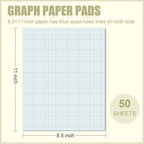 Ctosree 6 Pcs 8.5 x 11 Quadrille Pads 10 Squares Per Graph Paper Pad Back to School Engineer Grid Paper Pad for School Supplies 50 Sheets/Pack