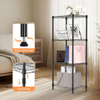 M MZG 4 Tiers Shelf Metal Storage Shelves Wire Rack Closet Organizers with Wheel for Garage Kitchen Bathroom Laundry Black 11.8" D x 17.7" W x 41.9" H