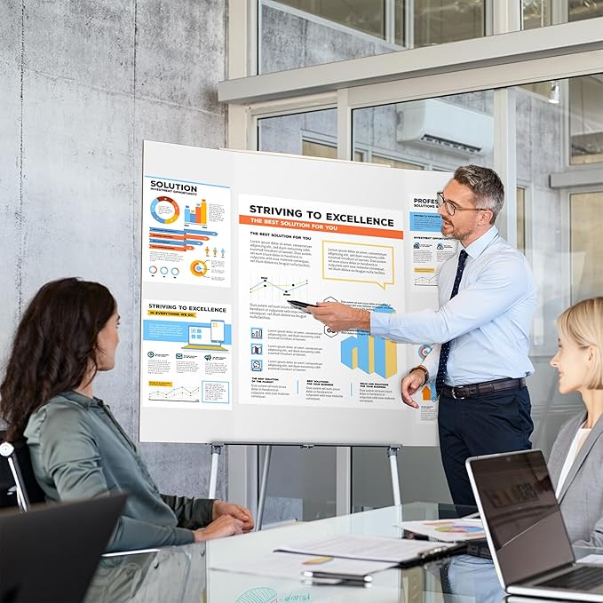 4 Pack 36" x 48" Trifold Poster Board for Presentation, White Corrugated Cardboard Large Tri Fold Poster Board for Science Fair, Office & School Projects, Photo Displays, Exhibitions Event