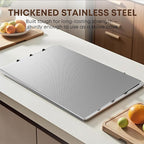 KORVOS Stainless Steel Cutting Board, 19.6"L x 15.7" W Heavy Duty Steel Chopping Boards for Kitchen, Metal Cutting Board with Lip&Non-slip pad, Against Scratches Surface, Easy To Clean