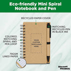 Custom Mini Spiral Notebooks with Black Ink Pens Set of 10/50/100, Personalized Bulk Pack - Perfect for School, Office, Business, Home - Black