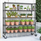 Homdox 5 Tier Heavy Duty Metal Wire Shelving with Wheels, 3000 lbs Capacity Garage Storage Rack, Rolling Industrial Storage, Adjustable Commercial Shelves for Kitchen, Warehouse, 18"x60"x82", Black