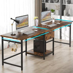 Tribesigns Two Person Desk, 79 Inch Double Desk with 2 Drawers, Large Computer Desk Long Desks with Storage Shelves, Writing Table Study Desk for Home Office, Rustic Brown (NY001)