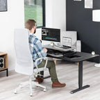 VIVO 32 inch Desk Converter, K Series, Height Adjustable Sit to Stand Riser, Dual Monitor and Laptop Workstation with Wide Keyboard Tray, Gray Top, Black Frame, DESK-V000KG