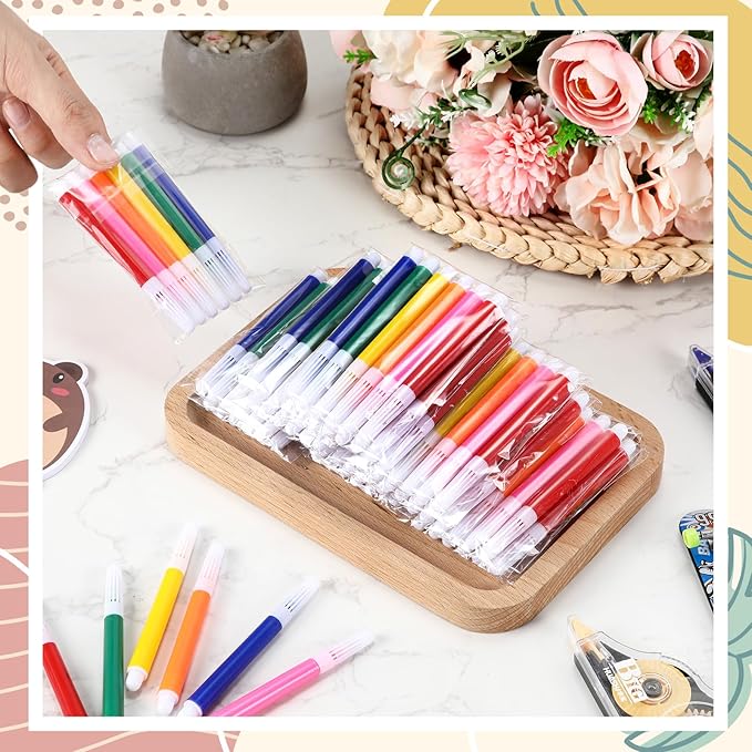 720 Pcs Mini Markers Colored Pen 3.4 Inch Vibrant Colors Portable Short Colored Markers Assorted Multicolor Watercolor Marker Pen for Kids and Adult Glass Office School Supplies (6 Colors)