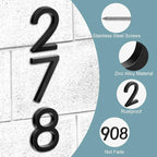 6" Floating Stainless Steel Address House Number, Modern Metal Anti-Rust House Numbers with Nail Kits for Door Garden Mailbox Decor Visibility Signage (7)