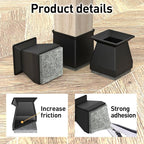 Square Chair Leg Protectors for Hardwood Floors, 24 Pcs Silicone Felt Furniture Leg Cover,.7/8" - 1".Black.
