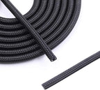Flauzmann 1/4" Braided Cable Sleeve - 10Ft Cat Cord Protector Split Wire Loom Tubing Flexible Self Wrapping for USB, Audio, Automotive Cord, Dog Chew Proof Cable Protector - Black