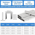 meite T-50 Stainless Steel Staples Marine, 9/16 Inch Heavy Duty Staples for Staple Gun - 20 Gauge 3/8 Inch Crown T-50 Upholstery Staple for Salt Water, Marine Applications (1 Case)