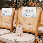 ChissNook Reserved Seating Chair Signs, This Row Is Reserved Pew Cloths Seating Placeholder for Church Pews, Wedding Decorations for Reception Parties Celebrations Event Meetings (Dusty Blue, 4 PCS)