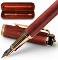 Ellington Pens Luxury Wood Fountain Pen Set –Medium Nib - Includes 6 Ink Cartridges, Wooden Pen Gift Box, Ink Converter - Wood Pen For Writing, Calligraphy, Journaling, Drawing (Rosewood Radiance)