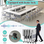 Conference Table,55.1''Folding Conference Room Table for 4-12 People,Mobile Flip Top MeetingTraining Table with Different Coulor and Styles for Offices, Classrooms,Meeting Room (4, B)