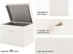 StorageWorks Closet Storage Bin with Lids, Decorative Storage Boxes with Handles, Fabric Storage Bins for Clothes, Jumbo, Mixing of Beige, White & Ivory, 2-Pack