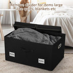 Graciadeco 75 Quarts Extra Large Decorative Storage Bins with Lids, 1 Pack Black Collapsible Storage Bins with Lids, Stackable Storage Bins Decorative Box Storage With Lid Extra Large