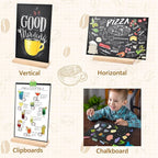 Bouiexye 2 Pack 8.1x12 in Chalkboard Signs with Stand for Tables Small Chalk Board Signs Tabletop Message Board Sign with Wood Base for Home Decorations Coffee Shop Restaurant Kitchen Wedding Party