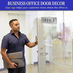 The Office Door Sign for Home and Business，Self-Adhesive Waterproof and Fade-Resistant Modern Brushed Silver Office Sign Sticker for House，Business，Door, Window（Silver）