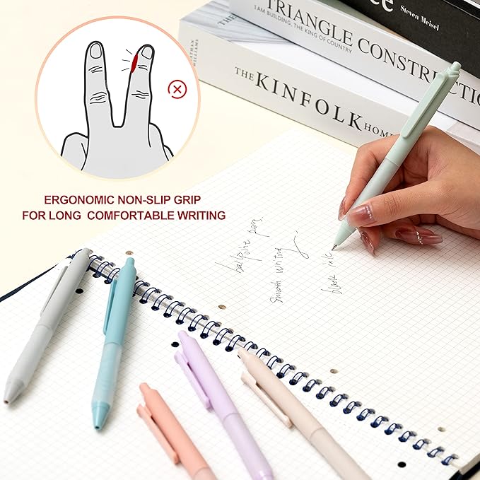 Linbsunne Ballpoint Pens Medium Point 1mm Black Pen with Super Soft Grip Ball Point Pen for Men Women Retractable Pens (12-pack)