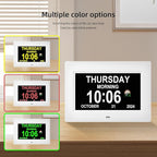 Memwake Digital Alarm Clock, Multiple Alarm Functions, Clock with Date and Day, Digital Alarm and Electronic Calendar for Seniors (White, 7 inch) (7-inch White)