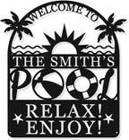 Personalized Pool Sign, Pool Gift, Custom Pool Decor, Custom Metal Pool Sign, Bar Wall Decor, Swimming Pool Metal Sign, Personalized Palm Tree Metal Sign, Custom Metal Sign, Housewarming Gift
