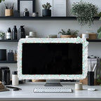 Kingshion 24-inch Cute Lace Fabric Monitor Cover with Elastic Pen Pocket & Bow-knot Design, Dust Protector for Computer/TV/LCD Screens- Green