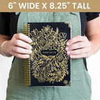 bloom daily planners New Address Book with Alphabetical Tabs - Hardcover Contact Book & Password Book Organizer for Addresses, Phone Numbers & More (6” x 8.25”) - Black & Gold Embroidery