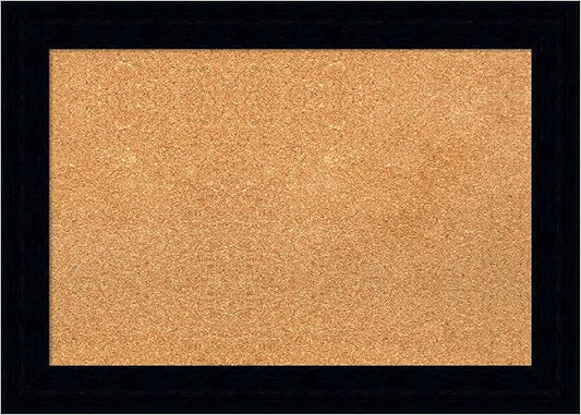 Amanti Art Natural Cork Board for Wall, 20x28 Vision Board with Black Wood Frame, Medium Corkboard Office Decor for Home Organization, Modern Corkboard Pinboard to Display Items for Home Organization
