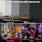 Sonicism 22 Pack X-Lined Acoustic Panels with Self-Adhesive, 12"X 12"X 0.4" Sound Proof Foam Panels, Decorative Soundproof Wall Panels, Sound Absorbing Tile for Home & Offices, White