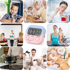 Weewooday 12 Pcs Digital Kitchen Magnetic Timer Bulk Classroom Count up Countdown Timer Large Digits Egg Loud Alarm Cute Desk Stopwatch for Teacher Kids Cooking Office(Pink and Blue,Gradient Style)