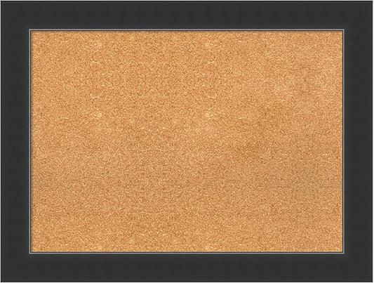 Amanti Art Natural Cork Board for Wall, 25x33 Vision Board with Black Wood Frame, Medium Corkboard Office Decor for Home Organization, Modern Contemporary Corkboard Pinboard to display items for home