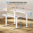 BIZUM Dual Motor Electric Standing Desk Frame with Memory Controller, Computer Memory Desk Adjustable Table Legs Up to 47.2" for Home Office, Glossy White
