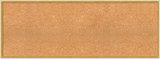 Amanti Art Natural Cork Board for Wall, 19x51 Vision Board with White Frame, Oversize Corkboard Office Decor for Home Organization, Modern Corkboard Pinboard to Display Items for Home Organization in