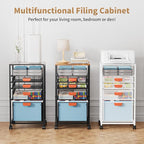 Marbrasse Rolling File Cart with 4 Storage Drawers, Mobile File Cabinet on Lockable Wheels, Hanging Filing Cabinet Organize, Under Desk Utility Cart for Home Office