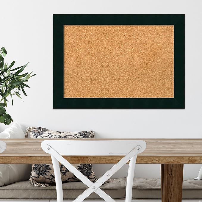 Amanti Art Natural Cork Board for Wall, 20x28 Vision Board with Black Wood Frame, Medium Corkboard Office Decor for Home Organization, Modern Corkboard Pinboard to Display Items for Home Organization