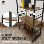 CAPHAUS 2 Tier Small Bookshelf, 24 Inch Width Free Standing Shelf, Bookcase Shelf Storage Organizer, Industrial Book Shelves for Home Office, Living Room, Rustic Oak Vintage Shelves & Metal Frame