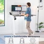 VIVO Electric 60 x 30 in Standing Desk, Memory Height Adjustment, 1B Series, Holds 220 lbs, Dark Gray Top White Frame, DESK-KIT-1W6G-30