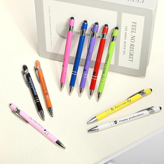 ENOMY Personalized Pens Bulk Free Engraved with Logo/Name/Message Black Ink Custom Pens Customized Stylus Ballpoint Pens Ideal Gifts for Business Anniversary (100)