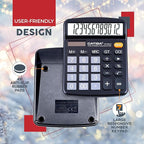CATIGA 12 Digits Desktop Calculator with Large LCD Display and Sensitive Button, Dual Solar Power and Battery, Standard Function for Office, Home, School, CD-2786
