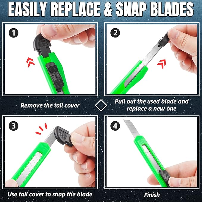 TIFICAL 42 Pack Box Cutter Retractable, 9MM Snap-Off Blade Utility Knife With Self-Lock Design for Cutting Boxes, Carton, Cardboard, Paper
