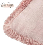 Foindtower Set of 2 Decorative Linen Fringe Lumbar Throw Pillow Covers Boho Farmhouse Cushion Cover with Tassels Soft Accent Pillowcase for Couch Sofa Bed Living Room Home Decor,12×20 Inch,Light Pink