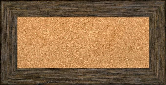 Amanti Art Natural Cork Board for Wall, 19x37 Vision Board with Brown Wood Frame, Medium Corkboard Office Decor for Home Organization, Country Rustic Corkboard Pinboard to Display Items for Home