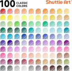 Shuttle Art Fineliner Pens, 100 Colors 0.38mm Fineliner Color Pen Set Fine Line Drawing Pen Fine Point Markers Perfect for Adult Coloring Books Drawing and Journal Art Projects