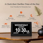 10.1'' Digital Clock, 1280*800p HD Extra Large Display, Digital Clock With Date, Time, Day Of Week, 10 Reminders & 6 Alarms, Auto Dimming & DST, Remote Control, Dementia Clock For Seniors, Black