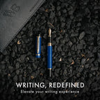 Wordsworth & Black Primori Fountain Pen Set [Blue Gold]; Extra Fine Nib, Gift Case, 24 Ink Cartridges, Refill Converter, Manual; Journaling, Calligraphy, Smooth Writing Pens; Left and Right Handed