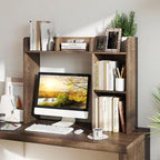 Tangkula Desktop Bookshelf, Countertop Storage Hutch with Shelves for Computer Desk, Desk 3-Tier Display Rack, Multipurpose Wood Desktop Hutch Storage Organizer for Dorm Office