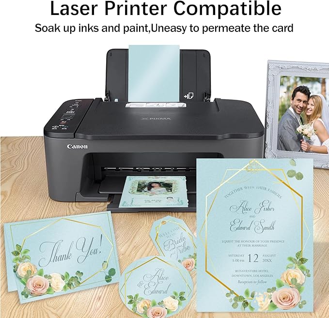 100 Sheets Blue Shimmer Cardstock 8.5 x 11 Metallic Paper, Goefun 80lb Card Stock Printer Paper for Invitations, Weddings, Parties, Showers