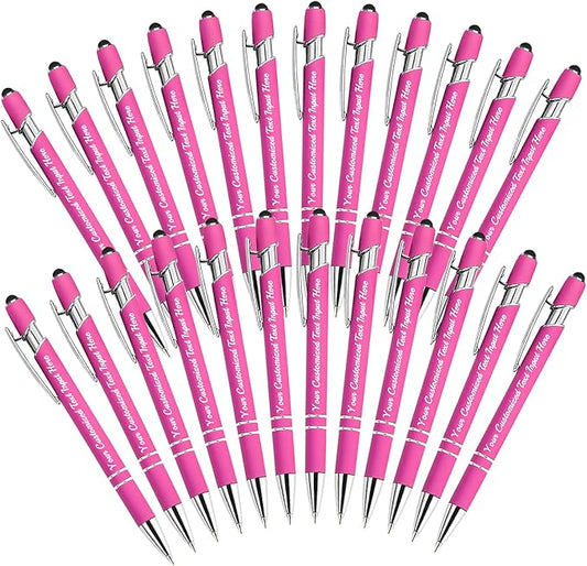 Personalized Ballpoint Pen 24pcs, Custom Pens Free Engraved Bulk with Name Logo, Soft Black Ink Stylus with Touch Metal Office, Gift for Anniversaries, Graduations, Birthdays