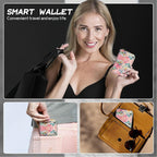 BWEGRHE Cute Credit Card Holder with Zipper, Pink Dragonfly RFID-Blocking Card Case Small Wallet for Women Men, Multi-slot Card Organizer Case Travel Accordion Wallet
